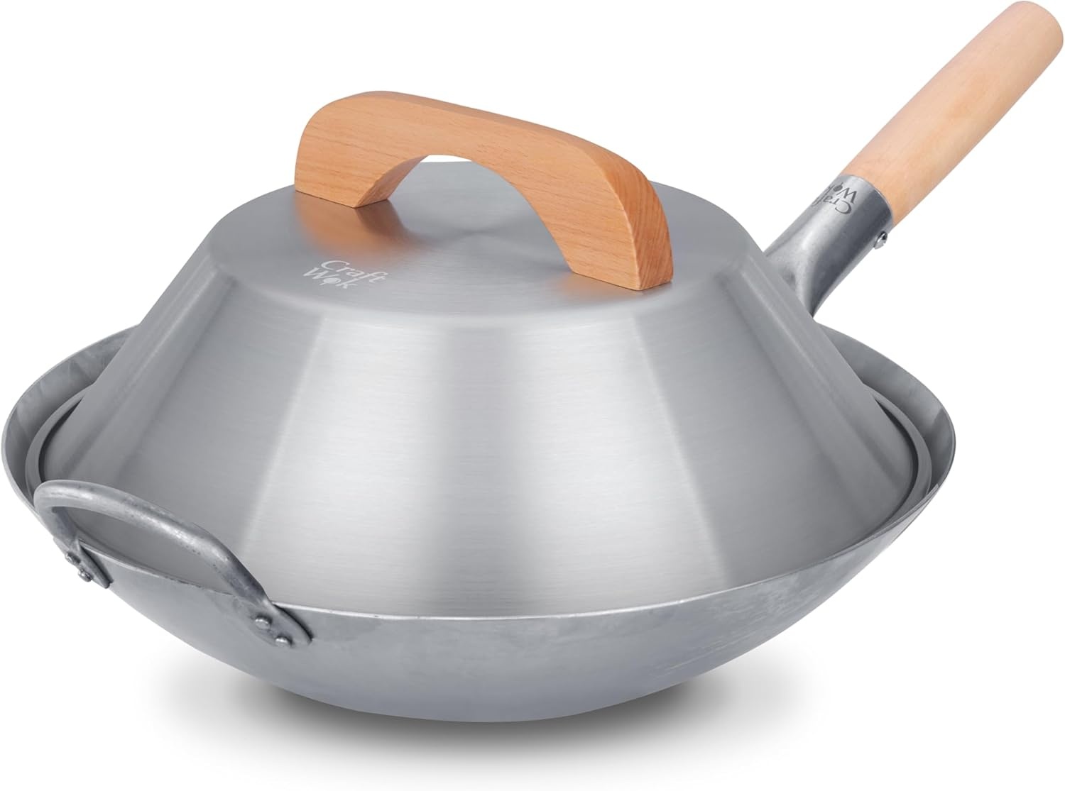 image:imageCraft Wok Dome Lid for 14Inch Woks Traditional Dome Shaped with Wooden Handle Cover for 14 inch Woks Asian Cookware Aluminum 732W313 for 14 woks Pack of 2