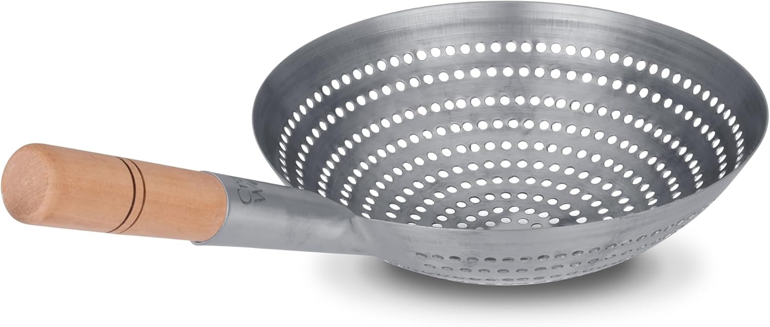 image:imageCraft Wok Large 11Inch Stainless Steel Round Fry Basket with Wooden Handle Professional Deep Fry Strainer Durable Kitchen Skimmer for Cooking and Frying 732W142Stainless Steel