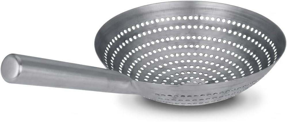 image:imageCraft Wok Large 11Inch Stainless Steel Round Fry Basket with Wooden Handle Professional Deep Fry Strainer Durable Kitchen Skimmer for Cooking and Frying 732W142Stainless Steel