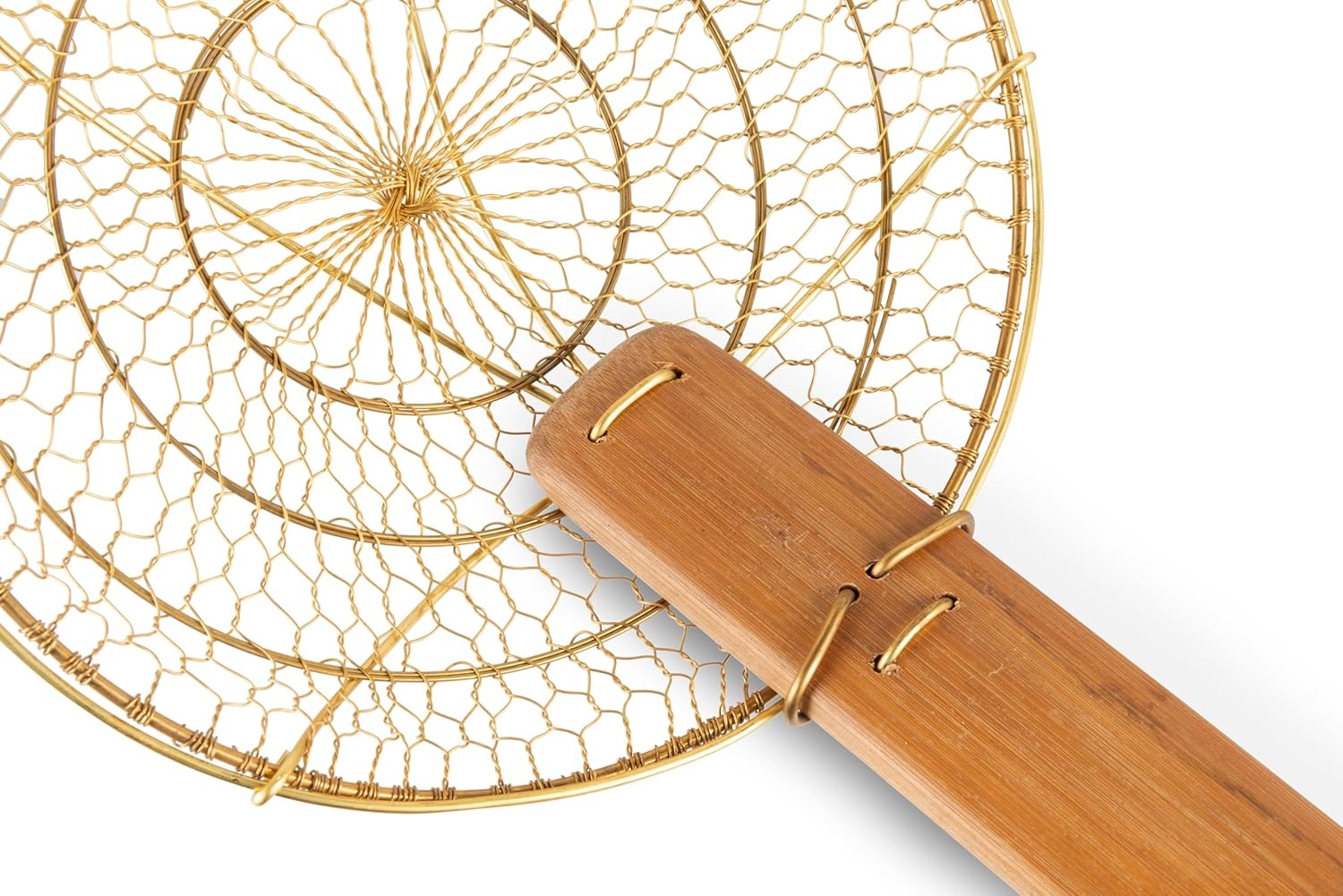 image:imageCraft Wok Large 11Inch Stainless Steel Round Fry Basket with Wooden Handle Professional Deep Fry Strainer Durable Kitchen Skimmer for Cooking and Frying 732W142Brass