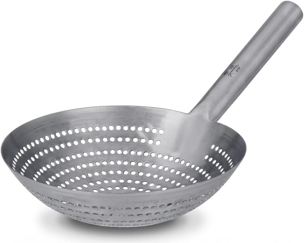 image:imageCraft Wok Large 11Inch Stainless Steel Round Fry Basket with Wooden Handle Professional Deep Fry Strainer Durable Kitchen Skimmer for Cooking and Frying 732W142Stainless Steel