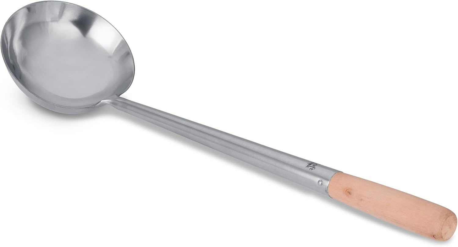 image:imageCraft Wok Small Wok Ladle Stainless Steel Traditional Wok Hoak with Ergonomic Wooden Handle Professional Asian Kitchen Utensil for Stirring Serving 732W61Wooden Handle