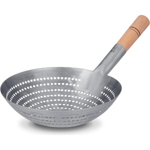 image:imageCraft Wok Large 11Inch Stainless Steel Round Fry Basket with Wooden Handle Professional Deep Fry Strainer Durable Kitchen Skimmer for Cooking and Frying  732W142Stainless Steel