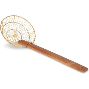 image:imageCraft Wok Large 11Inch Stainless Steel Round Fry Basket with Wooden Handle Professional Deep Fry Strainer Durable Kitchen Skimmer for Cooking and Frying  732W142Brass