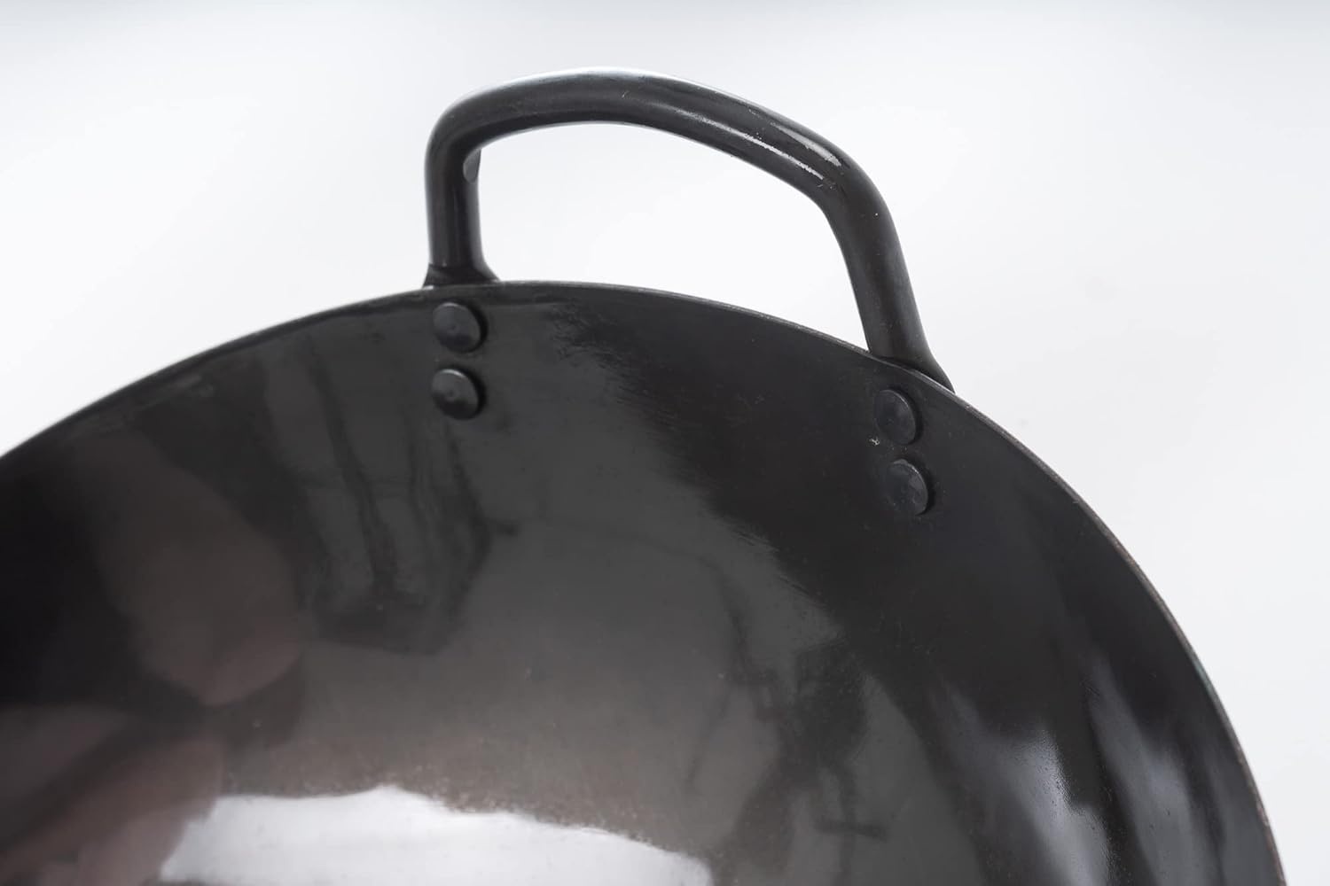 image:imageCraft Wok Black13 Flat PreSeasoned Hammered Carbon Steel Wok with Wooden and Steel Helper Handle 13 Inch Flat Bottom