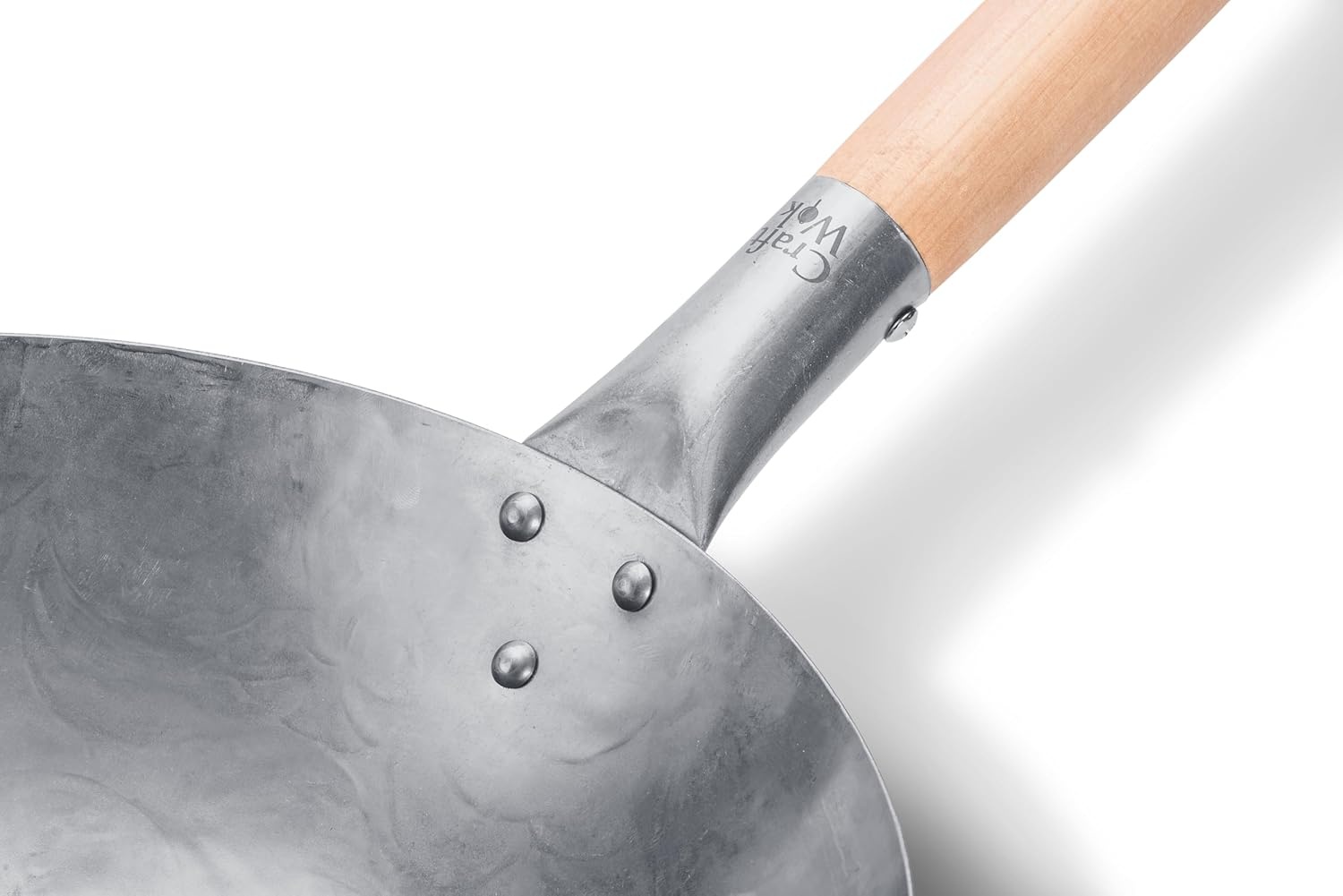 image:imageCraft Wok Traditional Hand Hammered Chinese Carbon Steel Wok with Wooden and Steel Helper Handle 14 Inch Round Bottom Pow Wok Pan 731W8812in