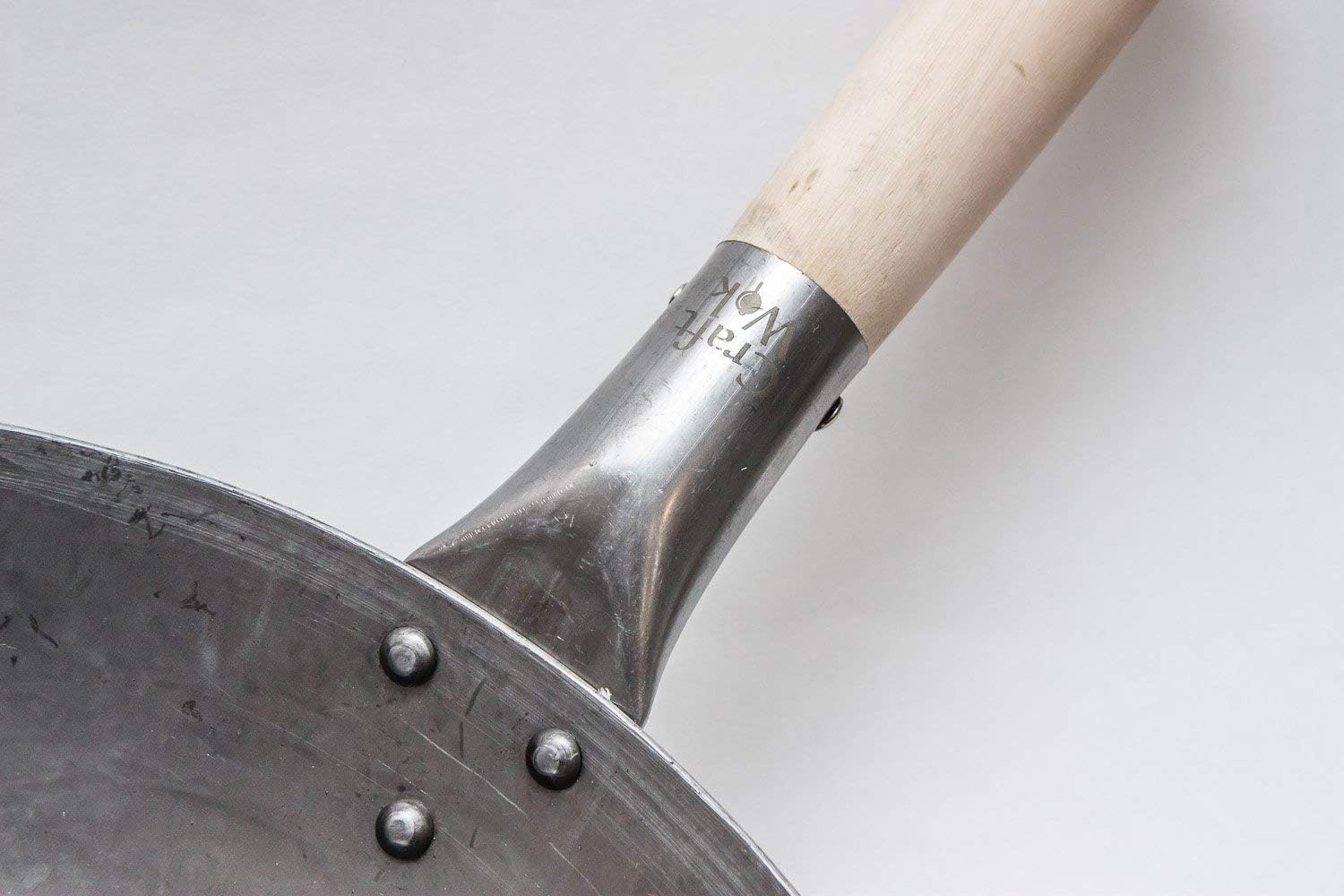 image:imageCraft Wok Traditional Hand Hammered Chinese Carbon Steel Wok with Wooden and Steel Helper Handle 14 Inch Round Bottom Pow Wok Pan 731W8814in